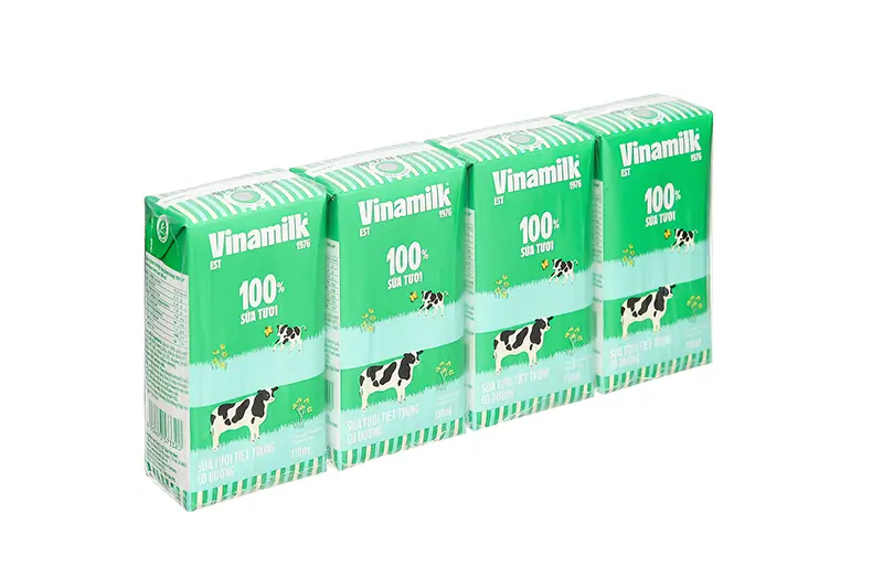 Sữa tươi Vinamilk có đường hộp 110ml - vỉ 4 hộp