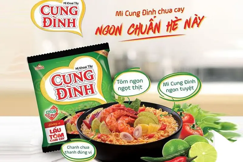 Mì Cung Đình Lẩu tôm chua cay (xanh) - thùng (30 gói * 80g)
