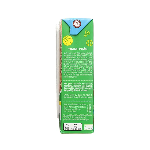 Sữa Milo ít đường hộp 180ml - vỉ 4 hộp