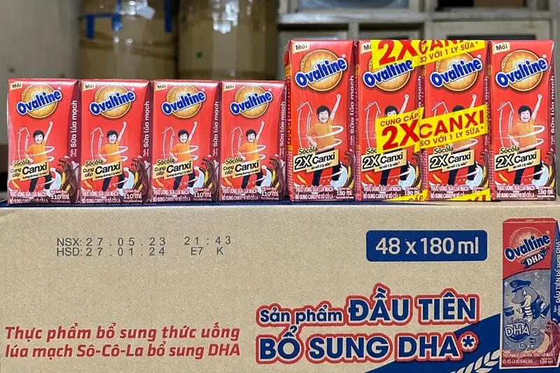 Sữa Ovaltine lúa mạch 2X canxi hộp 180ml