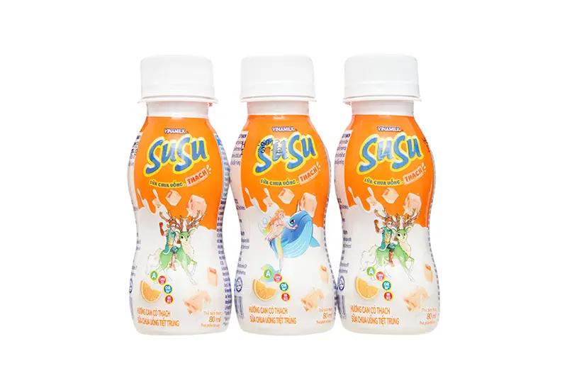 Sữa chua uống Susu cam có thạch lọ 80ml - lốc 6 lọ
