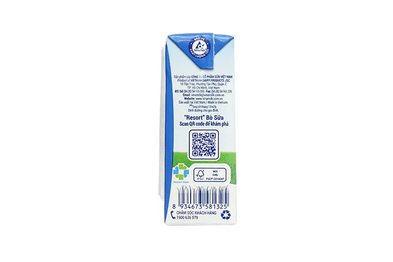 Sữa tươi Vinamilk ít đường hộp 110ml - vỉ 4 hộp