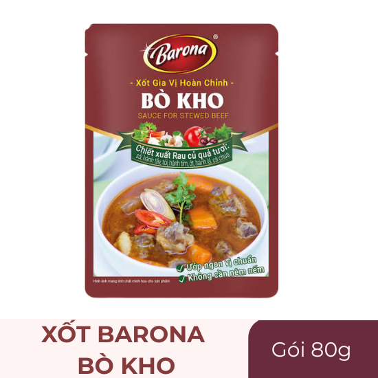 Xốt Barona bò kho/xốt vang - gói 80g