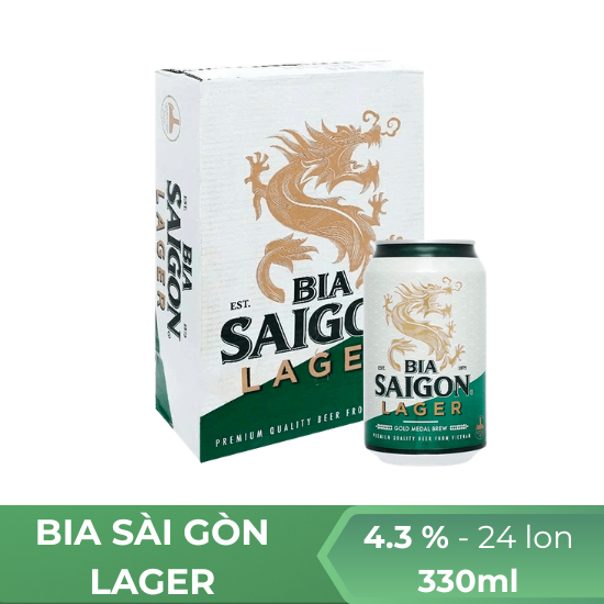 Bia Sài Gòn Lager lon 330ml - thùng 24 lon