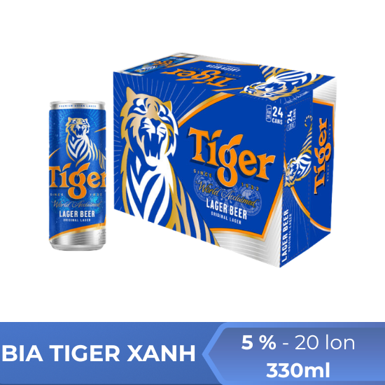 Bia Tiger xanh lon 330ml - thùng 20 lon