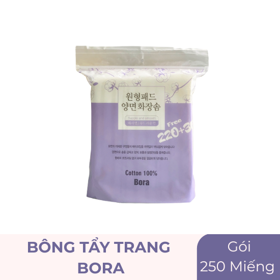 Bông tẩy trang Bora - gói 250 miếng