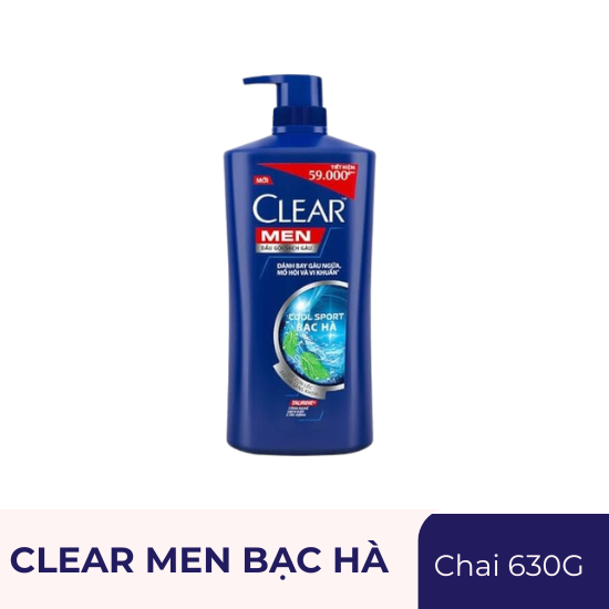 Dầu gội Clear men bạc hà - chai 630g