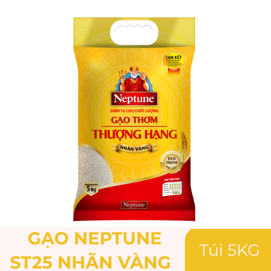 Gạo thơm Neptune nhãn vàng - túi 5kg