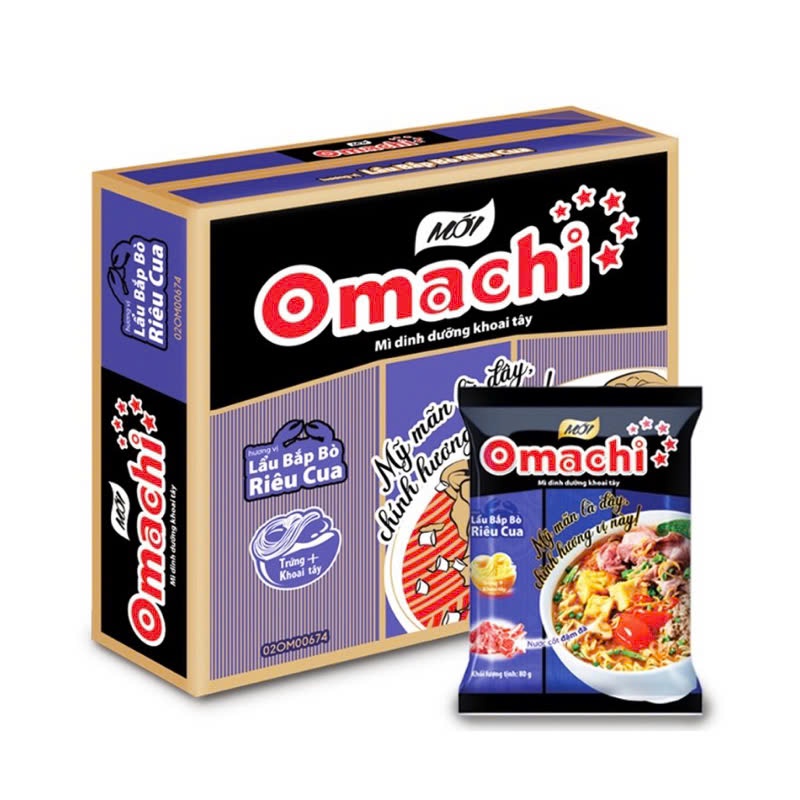 Mì omachi lẩu bắp bò riêu cua thùng 30g