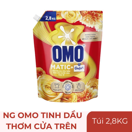 Nước giặt Omo Comfort tinh dầu thơm cửa trên - túi 2.8kg