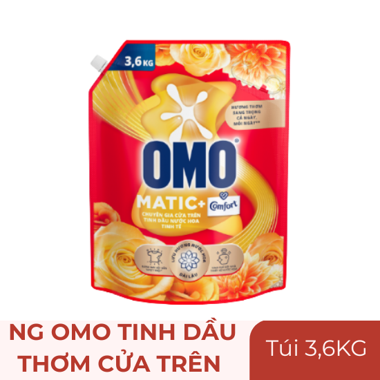 Nước giặt Omo Comfort tinh dầu thơm cửa trên - túi 3.6kg