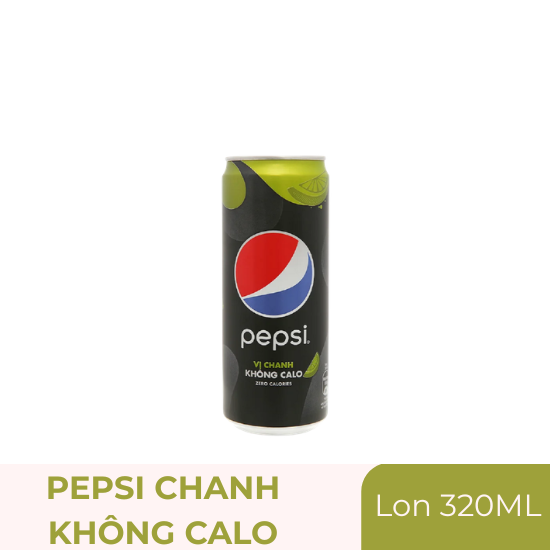 Pepsi chanh không calo - lon 320ml