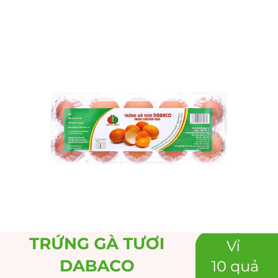 Trứng gà tươi Dabaco - vỉ 10 quả