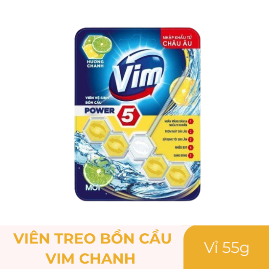Viên treo bồn cầu Vim chanh - hộp 55g