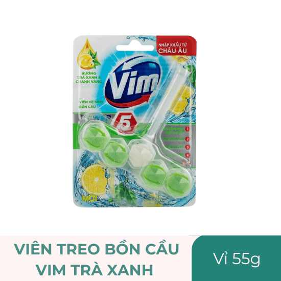 Viên treo bồn cầu Vim trà xanh - vỉ 55g