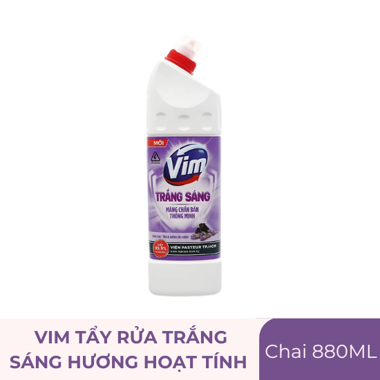 Vim tẩy rửa trắng sáng oải hương than hoạt tính - chai 880ml