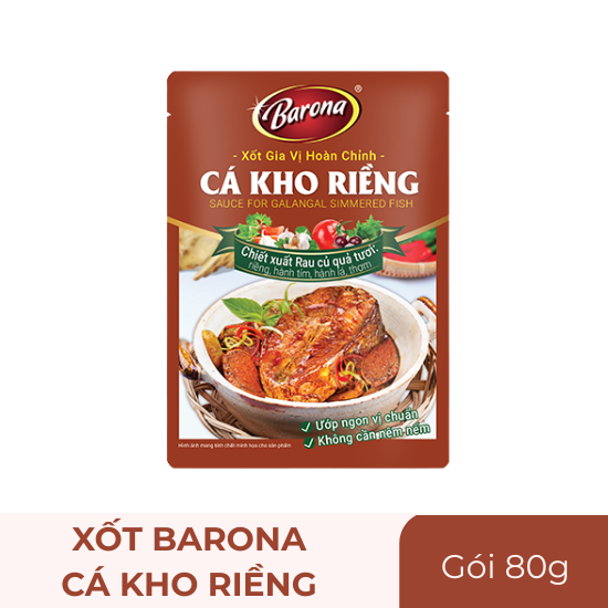 Xốt Barona cá kho riềng - gói 80g