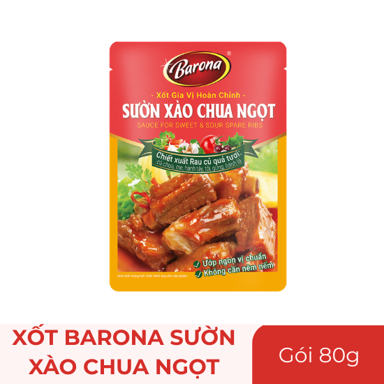 Xốt Barona sườn xào chua ngọt - gói 80g